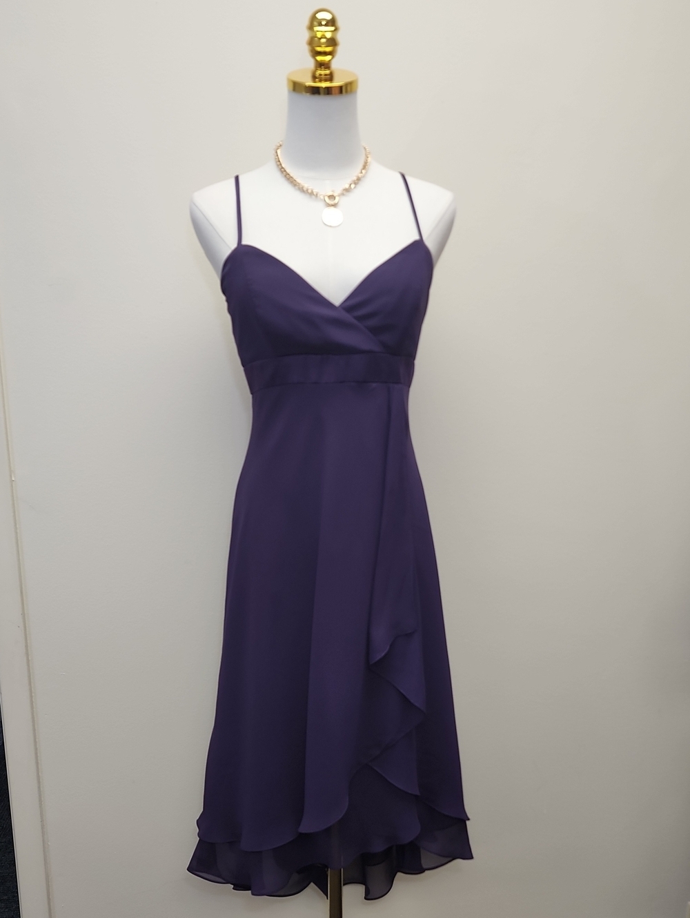 Alfred Angelo Purple Chiffon Spaghetti Strap Evening Dress Size 6